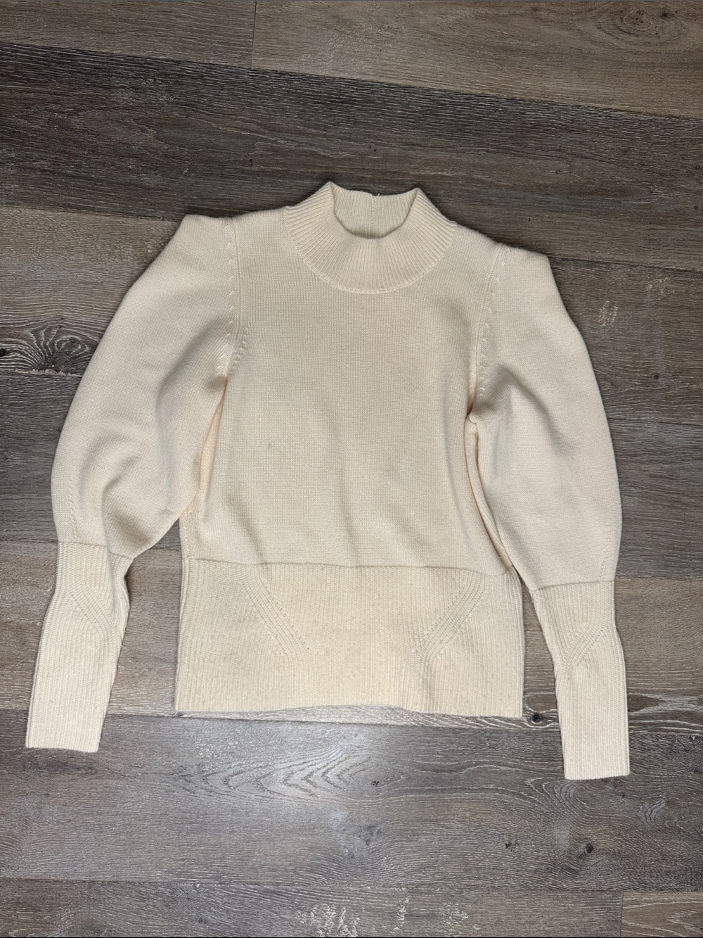 Joie 100% wool Cream Mock Neck Puff Sleeve Sweater 0722